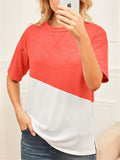 Casual Style Round Neck Short Sleeve Contrasting T-Shirt Shopvhs.com