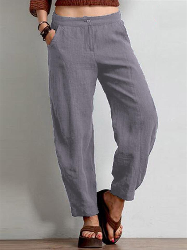 Casual Style Solid Color Wide Leg Button Pocket Pants Shopvhs.com