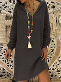 Casual Style V Neck Cable Knitted Solid Color Midi Length Dress Shopvhs.com