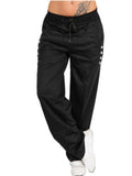 Casual Style Waist Tie Pocket Solid Color Trousers Shopvhs.com