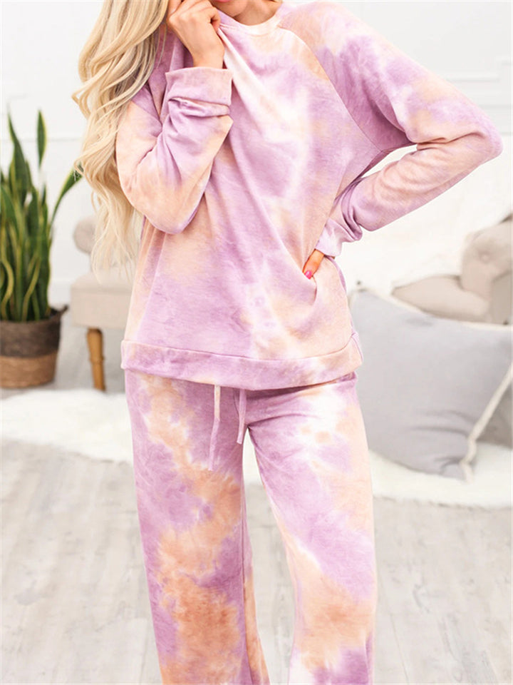 Casual Stylish Cozy Multicolor Printed Loose Long Sleeve Pajama Outfits For Women Shopvhs.com