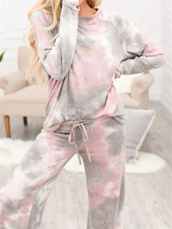 Casual Stylish Cozy Multicolor Printed Loose Long Sleeve Pajama Outfits For Women Shopvhs.com