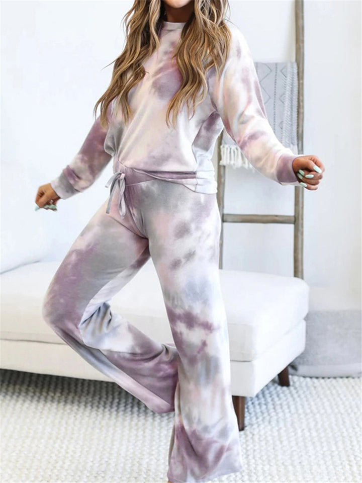 Casual Stylish Cozy Multicolor Printed Loose Long Sleeve Pajama Outfits For Women Shopvhs.com