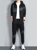Casual Tracksuit Set Full Zipper Hooded Sweatshirt + Ribbed Cuff Design Sweatpants Shopvhs.com