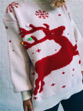 Casual Trendy Christmas Ugly Sweater With Decorative Snowflakes And Elk Shopvhs.com