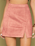 Casual Trendy High Waist Solid Color Zipper Tight Skirts Shopvhs.com