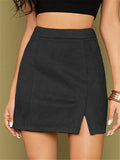 Casual Trendy High Waist Solid Color Zipper Tight Skirts Shopvhs.com