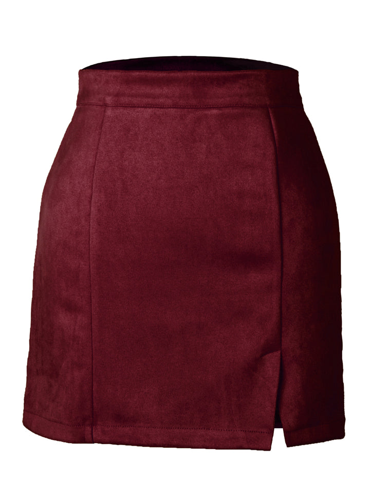 Casual Trendy High Waist Solid Color Zipper Tight Skirts Shopvhs.com