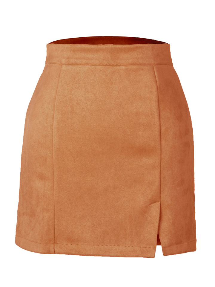 Casual Trendy High Waist Solid Color Zipper Tight Skirts Shopvhs.com