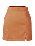 Casual Trendy High Waist Solid Color Zipper Tight Skirts Shopvhs.com