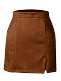 Casual Trendy High Waist Solid Color Zipper Tight Skirts Shopvhs.com