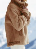 Casual Trendy Stylish Lapel Zipper Solid Color Coat With Pockets Shopvhs.com