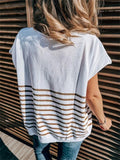 Casual V-Neck Batwing Sleeve Stripe T-Shirt Shopvhs.com