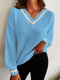 Casual V-Neck Pullover Long Sleeve Sweater Shopvhs.com