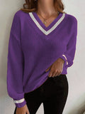 Casual V-Neck Pullover Long Sleeve Sweater