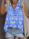 Casual V-Neck Sleeveless Printed T-Shirt Shopvhs.com