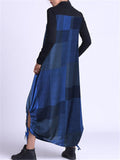 Casual Vintage High Neck Plaid Long Sleeve Pocket Pullover Maxi Dress Shopvhs.com