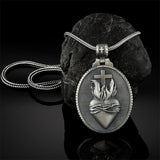 Catholic Sacred Heart Cross Pendant Necklace Shopvhs.com