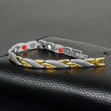 Chain Silver Gold Bracelet Magnetic Therapy Stainless Steel Single Row Bracelet For Men Shopvhs.com