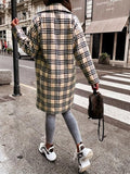 Checked Lapel Mid-Length Coat Shopvhs.com