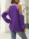 Chiffon Printed Longsleeve Cold Shoulder Shirt Shopvhs.com