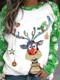 Christmas Elk Crew Neck Long Sleeve Casual T-Shirt Shopvhs.com