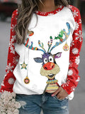 Christmas Elk Crew Neck Long Sleeve Casual T-Shirt Shopvhs.com