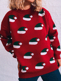 Christmas Hat Round Neck Long Sleeve Sweater