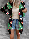 Christmas Print Button Long Sleeve Cardigan Shopvhs.com