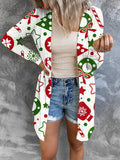 Christmas Print Button Long Sleeve Cardigan Shopvhs.com