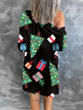 Christmas Print Button Long Sleeve Cardigan Shopvhs.com