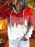 Christmas Printed Pocket Button Long Sleeve Hoodie Shopvhs.com