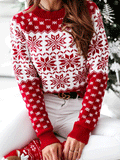 Christmas Snowflake Long Sleeve Knitted Sweater