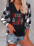 Christmas Tree Plaid Long Sleeve Hoodie Shopvhs.com