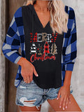 Christmas Tree Plaid Long Sleeve Hoodie Shopvhs.com