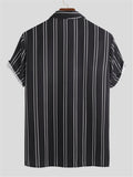 Color Matching Stripe Printing Turn-Down Collar Shirts For Men Shopvhs.com