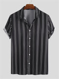 Color Matching Stripe Printing Turn-Down Collar Shirts For Men Shopvhs.com