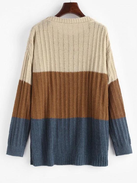 Colorblock Pointelle Knit Sweater Shopvhs.com