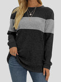 Colorblock Round Neck Long Sleeve T-Shirt Shopvhs.com