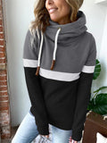 Contrast Color Design Long-Sleeved Hooded Sweatshirt Shopvhs.com