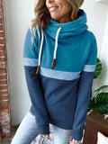 Contrast Color Design Long-Sleeved Hooded Sweatshirt Shopvhs.com