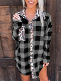 Contrast Color Design Plaid Leopard Print Chest Pocket Shaket Shopvhs.com