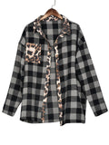 Contrast Color Design Plaid Leopard Print Chest Pocket Shaket Shopvhs.com