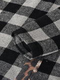 Contrast Color Design Plaid Leopard Print Chest Pocket Shaket Shopvhs.com
