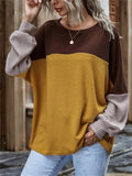 Contrast Color Long-Sleeved Comfy Casual Sweater Shopvhs.com