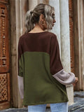 Contrast Color Long-Sleeved Comfy Casual Sweater Shopvhs.com