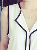 Contrast Color V-neck Sleeveless Chiffon Vest Shopvhs.com