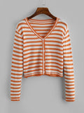 Contrast Short Striped Cardigan Shopvhs.com