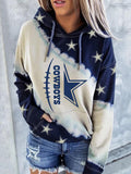 Contrast Star Print Pocket Long Sleeve Hoodie Shopvhs.com