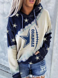 Contrast Star Print Pocket Long Sleeve Hoodie Shopvhs.com